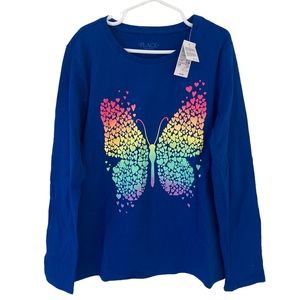 The Children’s Place Long Sleeve Cotton Butterfly Shirt Size L 10/12 NWT!